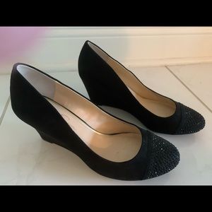 Jessica Simpson black embellished wedge shoes